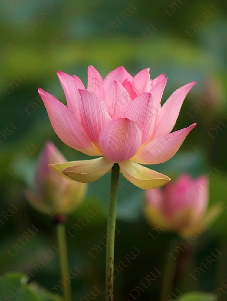 Flor de Lótus Rosa em Ambiente Natural com Folhas Verdes ao Fundo
