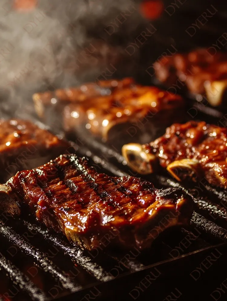 Costelas Grelhadas com Molho Barbecue em Churrasqueira