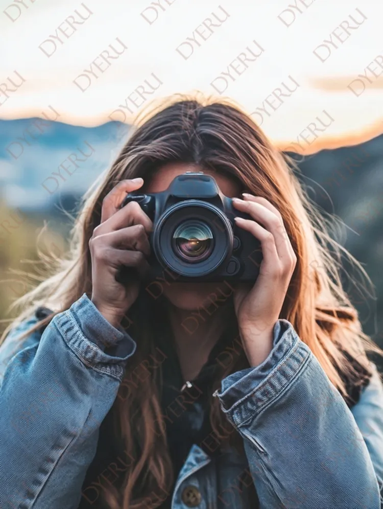 Jovem mulher sorridente segurando câmera fotográfica ao ar livre