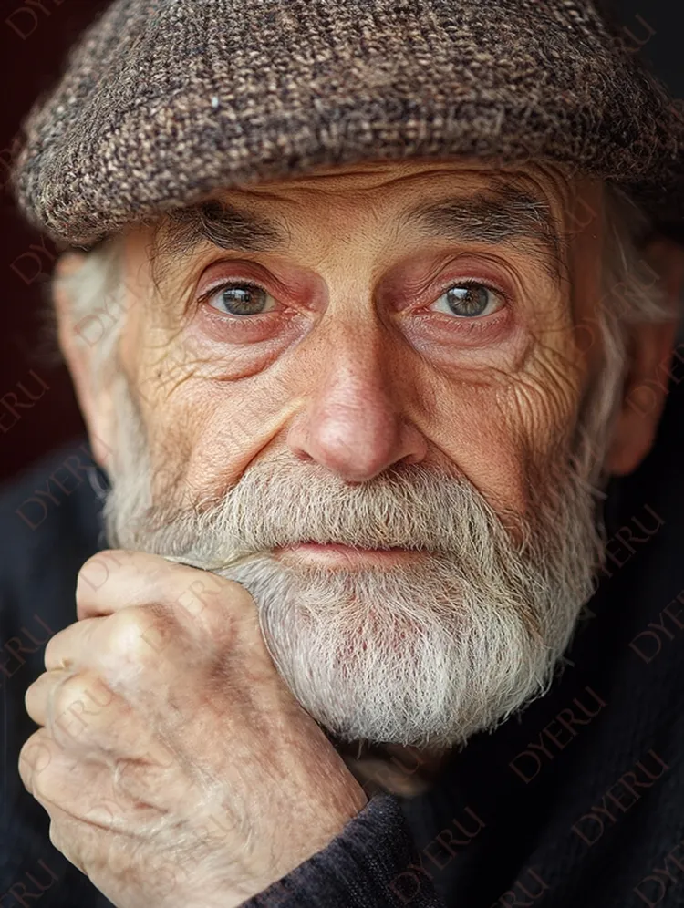 Retrato de idoso com barba e chapéu, expressando sabedoria e experiência