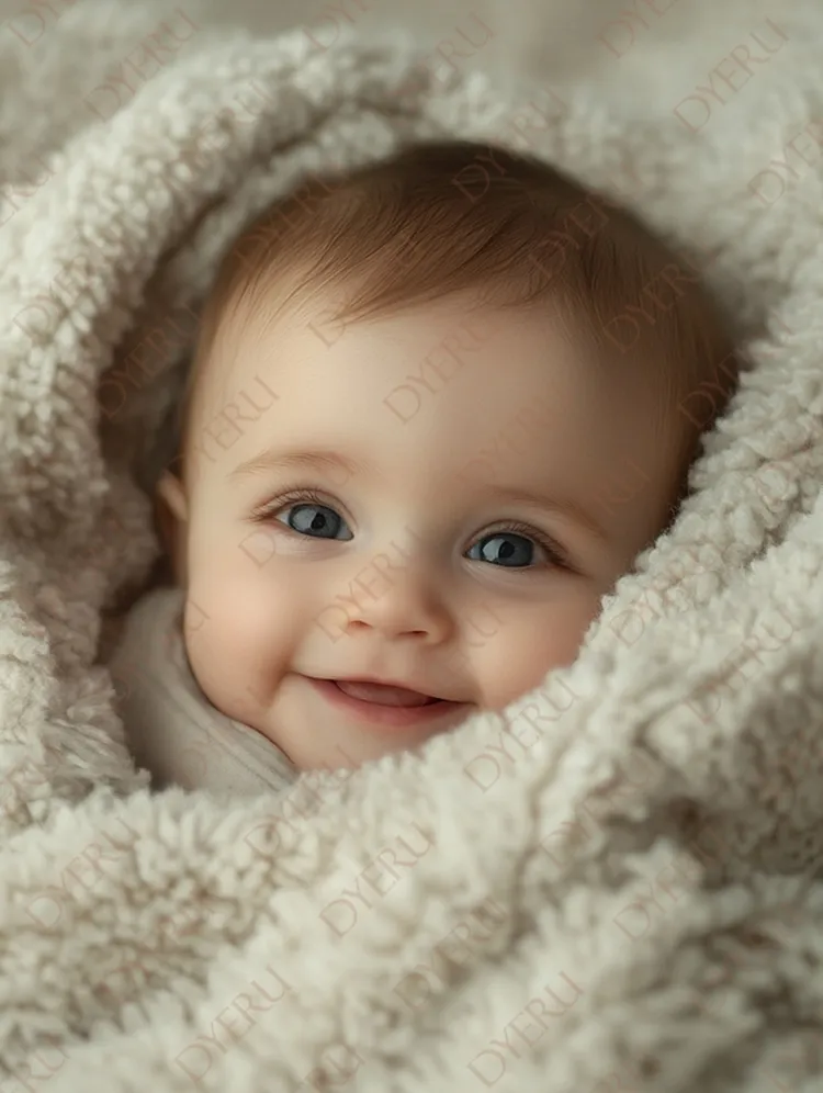 Bebê sorridente envolto em cobertor macio
