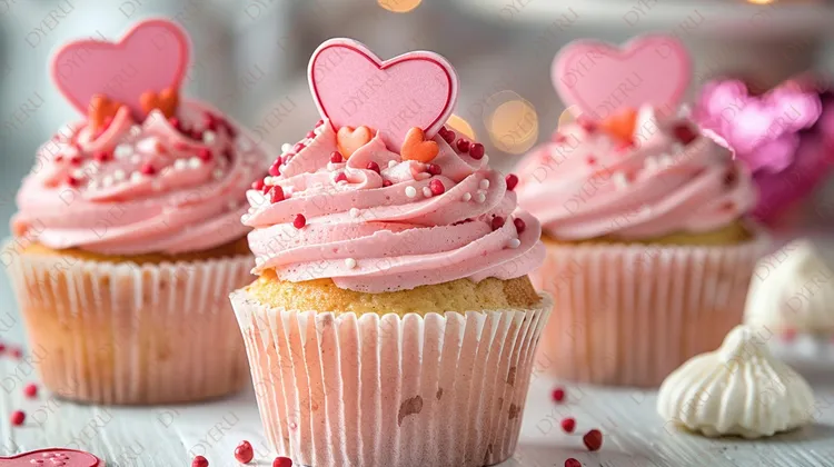 Deliciosos Cupcakes de Aniversário Decorados com Corações Rosa