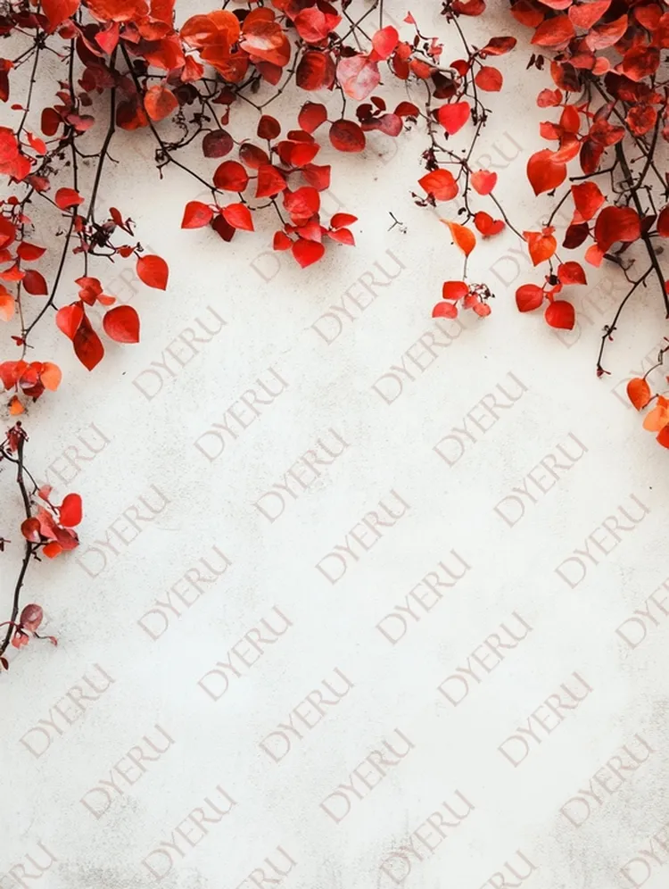 Fundo Branco com Folhas Vermelhas de Outono