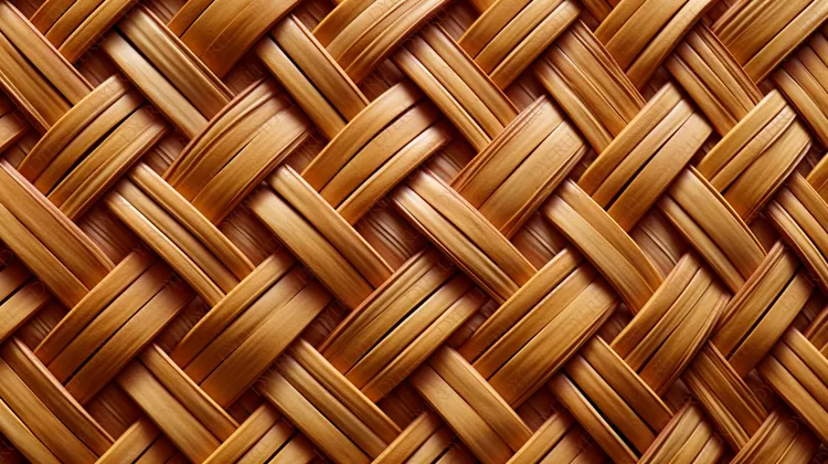 Textura de Cesta de Vime Natural em Tons de Caramelo