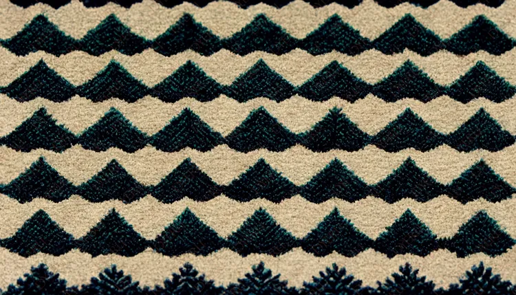 Textura de Tapete com Padrão Geométrico em Tons de Verde e Bege