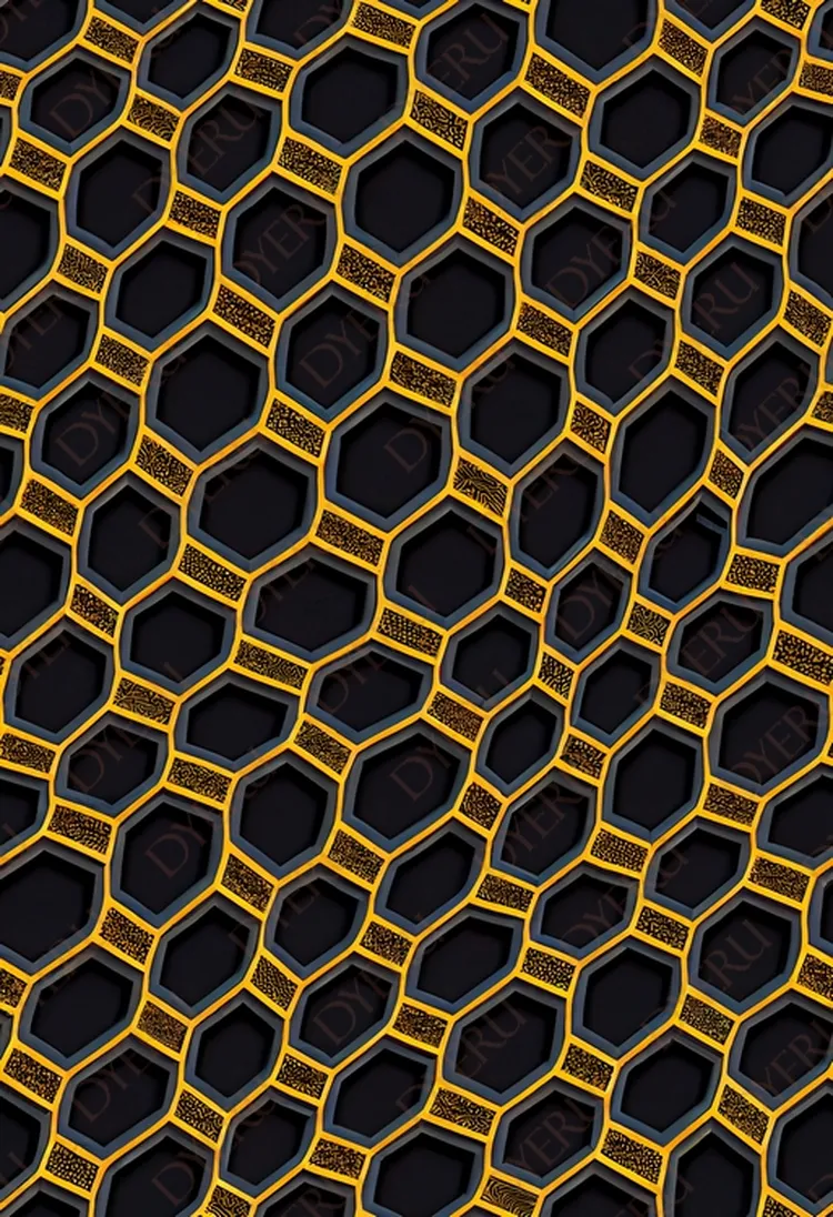 Fundo Geométrico de Favo de Mel Amarelo e Preto
