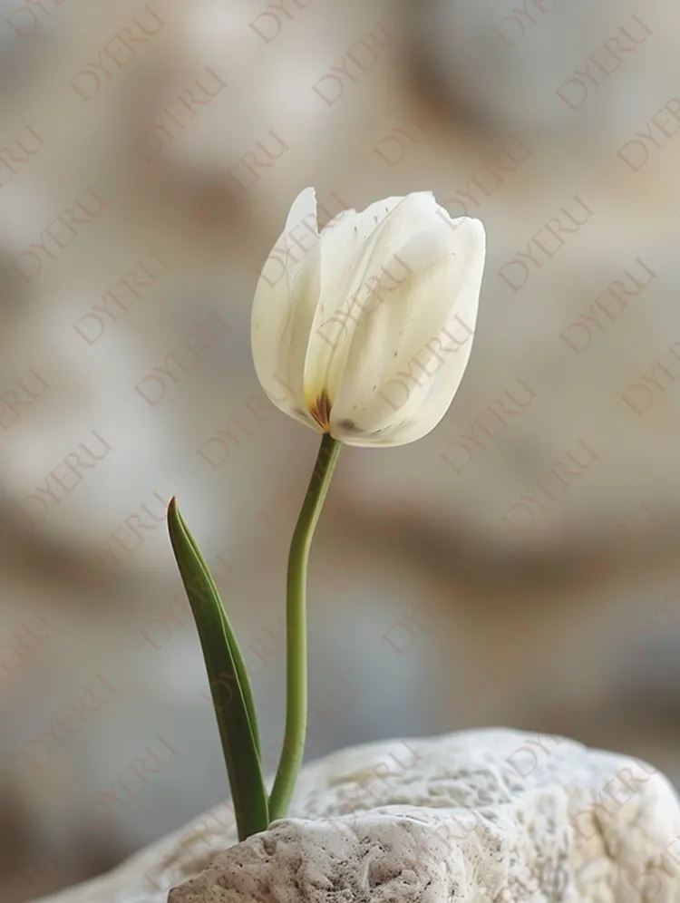 Elegante Tulipa Branca em Fundo Neutro