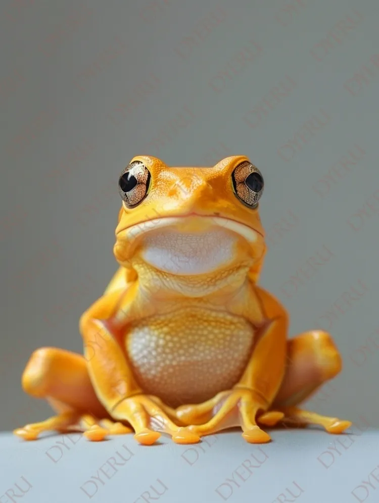 Sapo Laranja Brilhante com Olhos Expressivos em Fundo Neutro